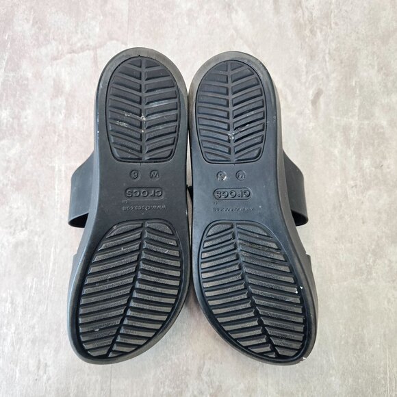 Crocs Platform Sandals 6 Black Rubber Retro Y2k Open Toe Flatform Chunky Slides - Picture 7 of 12